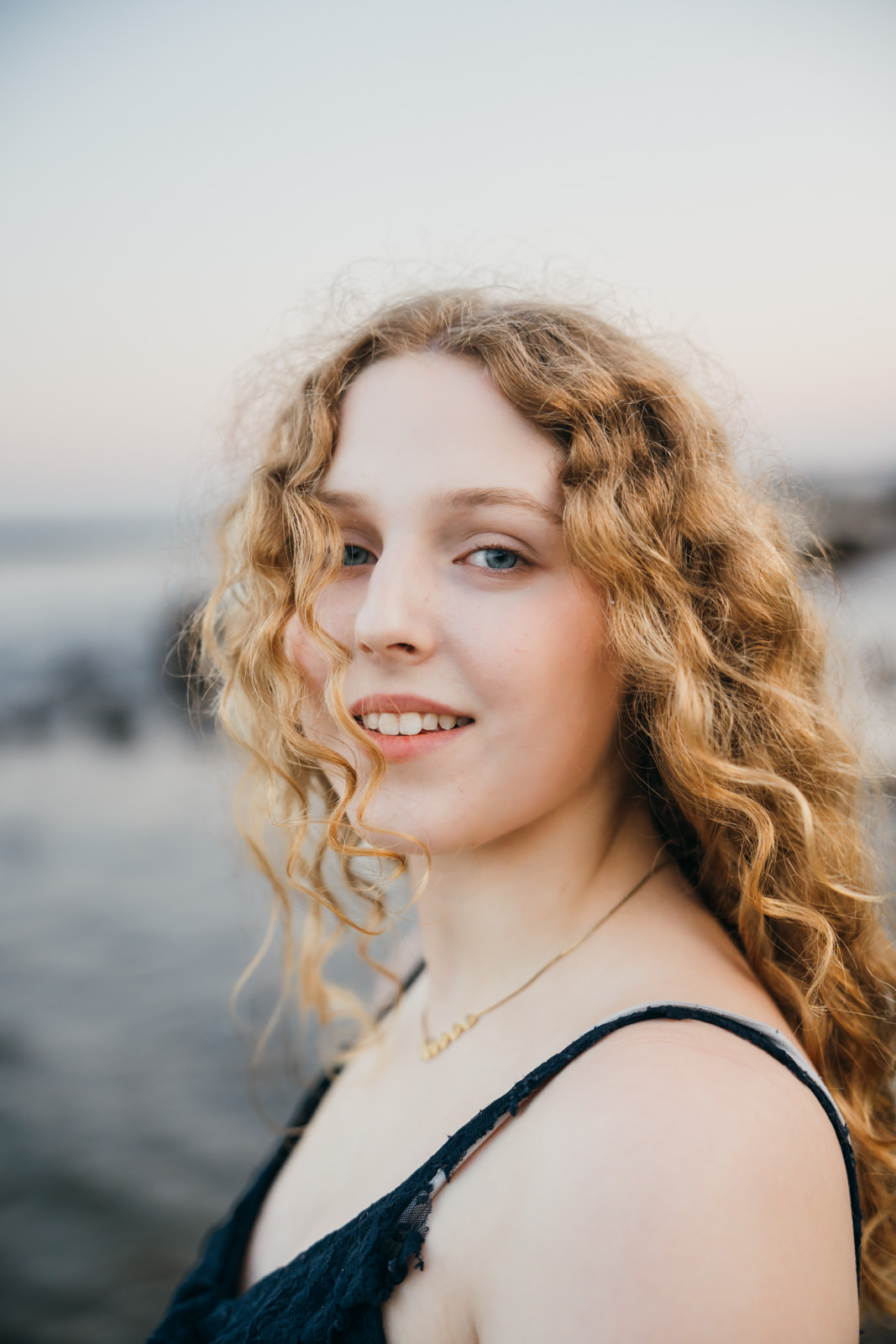 Boston high school senior portrait at the beach
